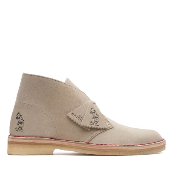 Clarks Womens Desert Boot Ankle Boots Sand Suede Embossed | UK-6587491 - Click Image to Close